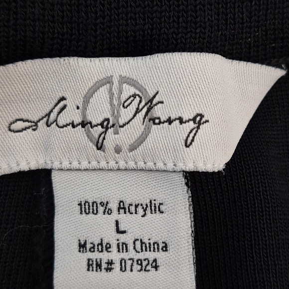 Ming Wang High Rise Straight Leg Black Knit Elastic Waist Pull-On Pants - Size L - Picture 11 of 13